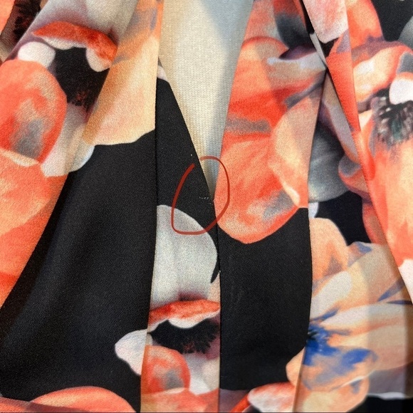 CeCe Black Floral Tie Neck Swing Shift Dress Size 0 - Picture 9 of 12